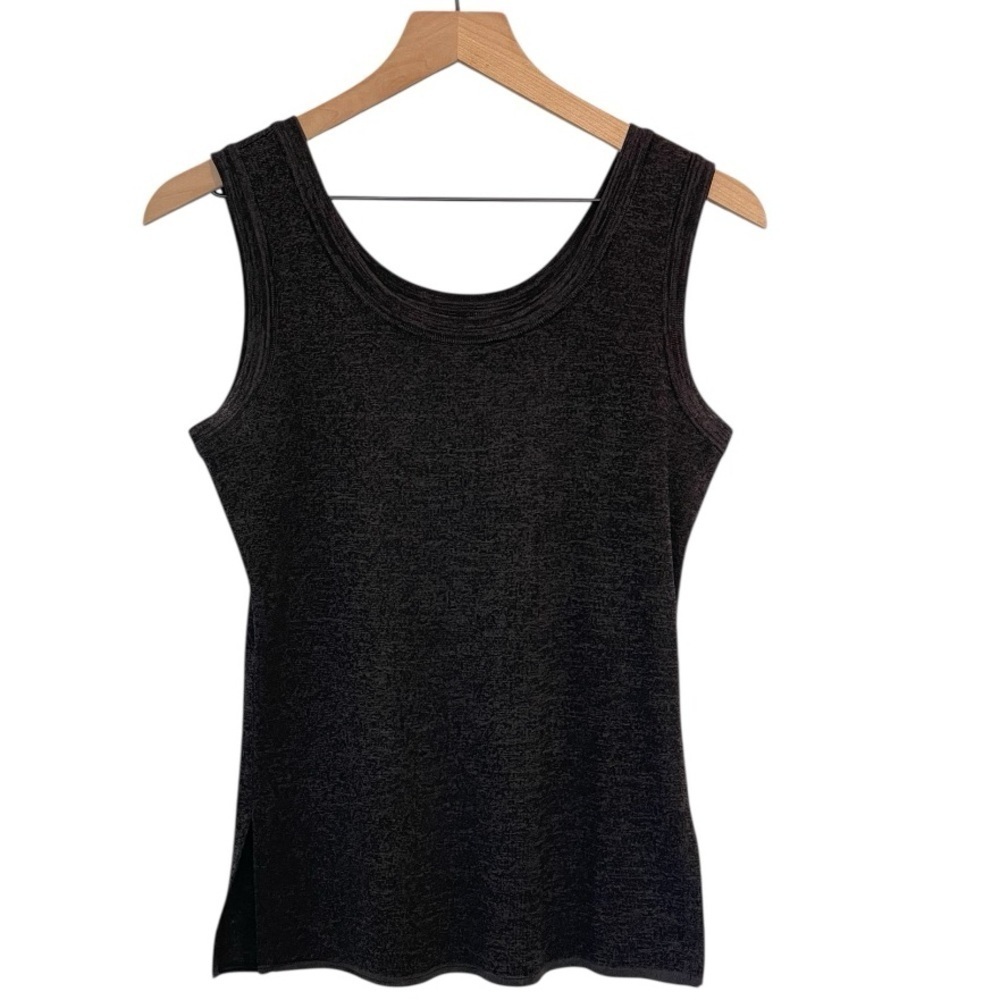 Misook Classic Black Tank Top, Double Scoop Neck, Acrylic Knit Shell, Size XS - Picture 4 of 12